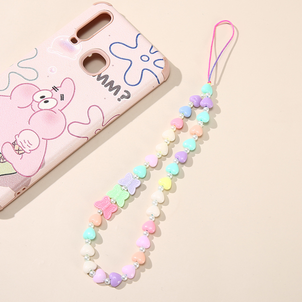 New Cartoon Candy Color Heart Letter Mobile Phone Chain Butterfly Star Pendant Anti-lost display picture 4