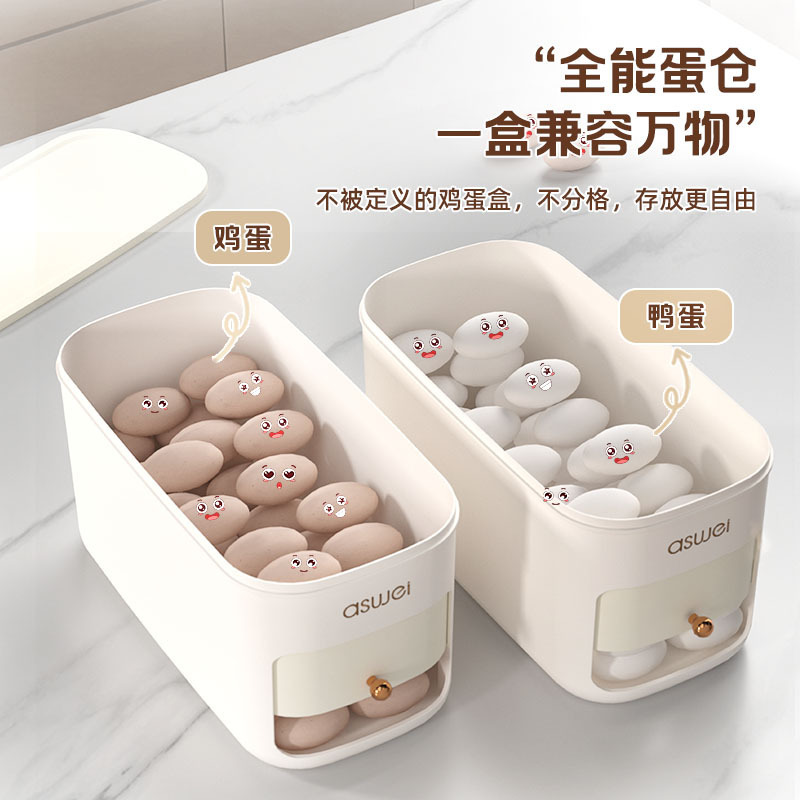 鸡蛋收纳盒食品级冰箱专用食物保鲜盒滚动鸡蛋托架整理神器储物盒|undefined