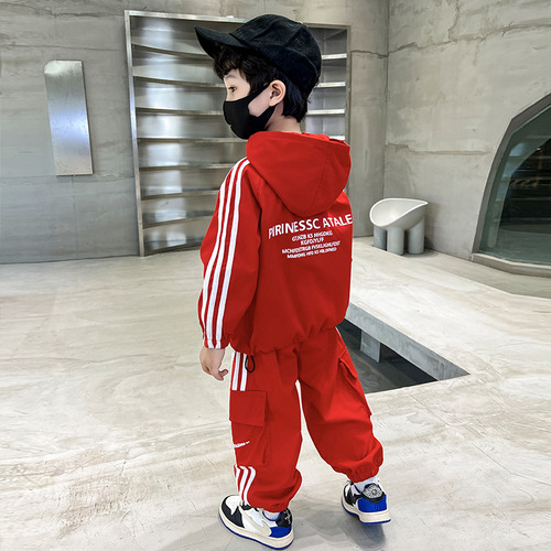 Boys' spring suit  spring and autumn new style handsome children's sports two-piece set small and medium-sized children's jacket trendy children's clothing
