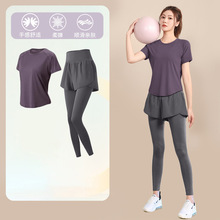 户外专业透气晨跑服跑步运动套装女2025新款健身训练瑜伽服速干衣