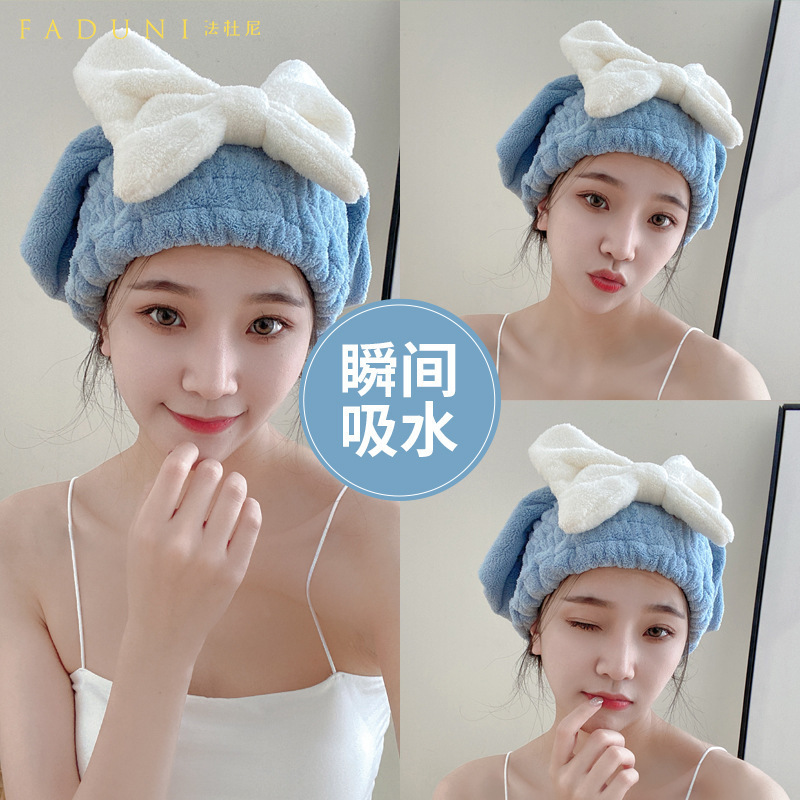 ネットの赤いかわいい蝶結びの髪の帽子のサンゴの毛の速乾の吸水の髪のタオルの王女の帽子の頭のかばんの頭の帽子|undefined