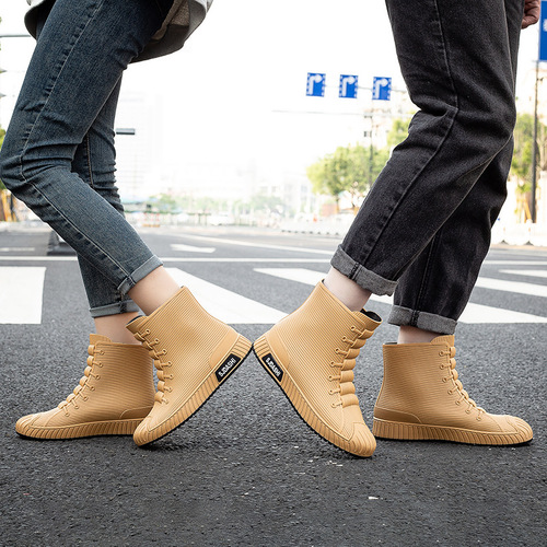 【Dropshipping】Waterproof Shoes for Women and Men, Rain Boots with Middle Shaft, Student Couple, Fleece Lined, Warm and Slip-Resistant, Plastic