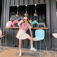 Women's Stage Costume Short Sleeve Set Loose Fit Versatile Shiny Student Jazz Dance Costume Cheerleading Performance Suit