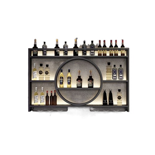 w! Bar wine rack wrought iron wine cabinet wall-mounted storage shelf red wine display cabinet living room bar restaurant decoration