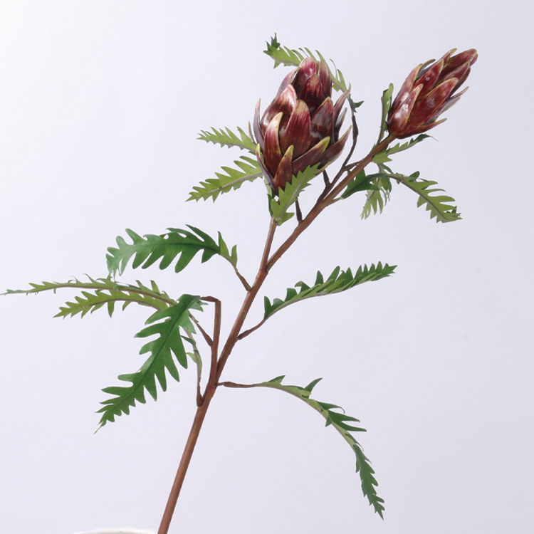 单支圆头水飞蓟仿真花帝王花高档人造花手感家具装饰绿植批发假花