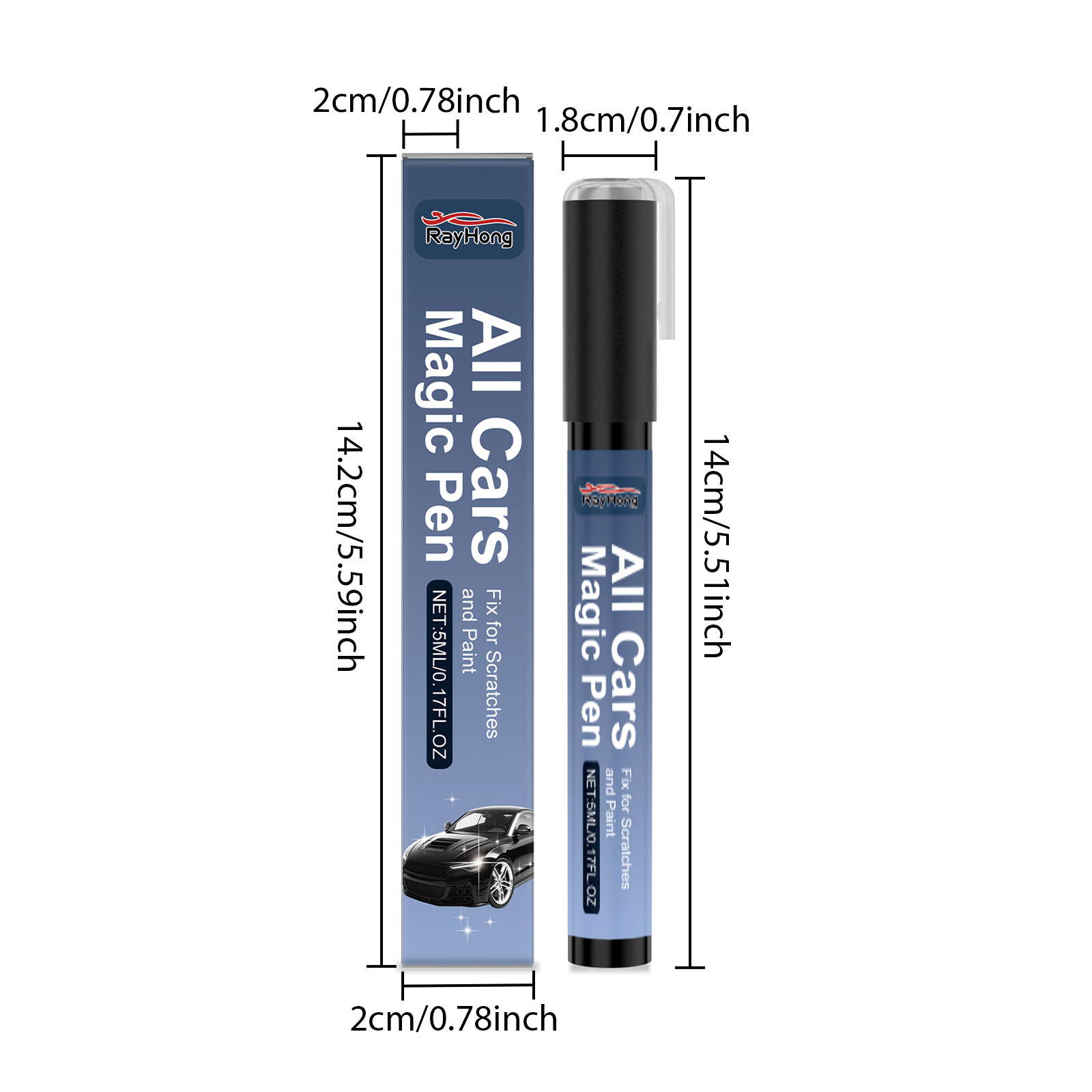 Cross-border RAYHONG car scratch repair pen, a 2-in-1 product for car paint scratch repair and daily cleaning