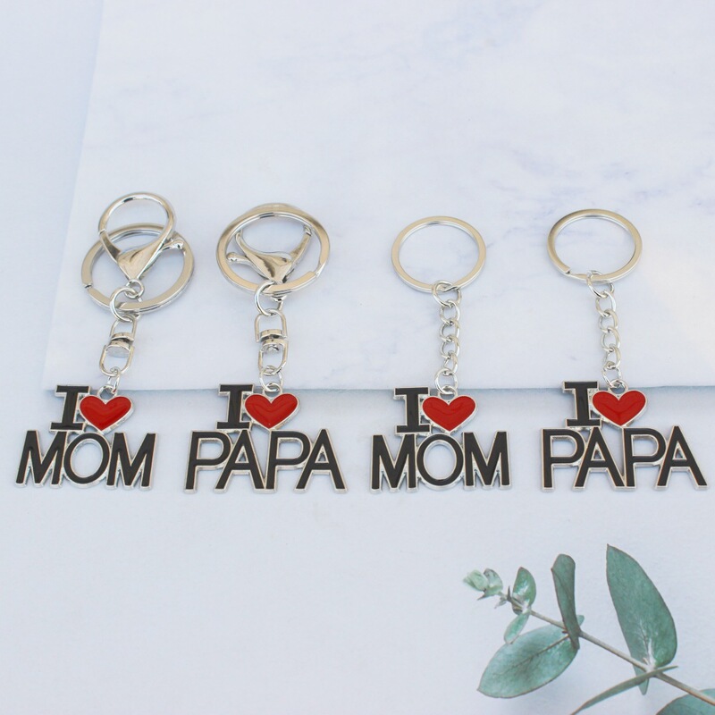 Cross-Border Metal Keychain Mother's Day Father's Day Papa Mom Christmas Gift Metal Crafts Gift