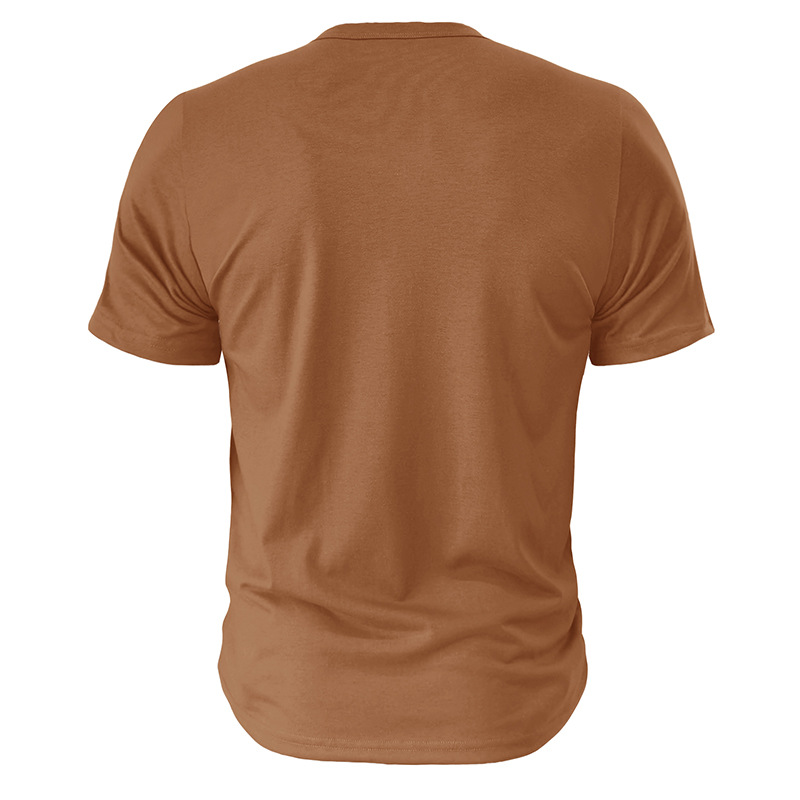 Heißer Sommer Atmungsaktive Herren Henry Kurzarm T-shirt Europäische und Amerikanische männer Taste Einfarbig T-shirt Top_voghion.com