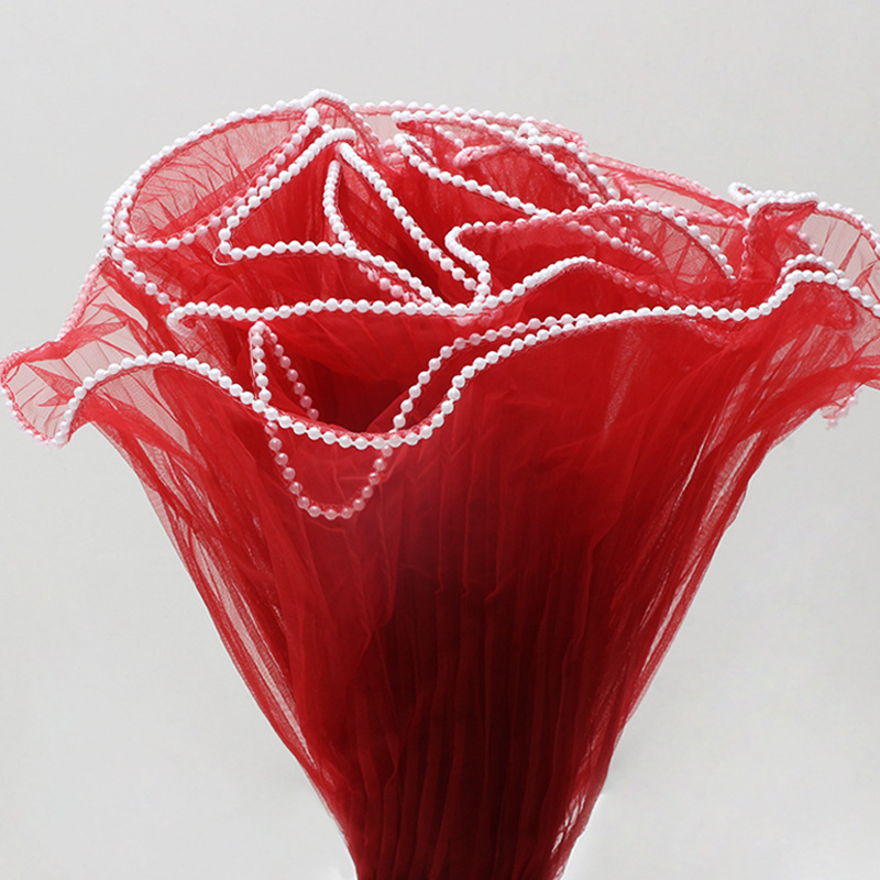 Hilo de aerosol de perlas de estilo coreano plisado hilo de perlas DIY bolsa de hilo de flores forro de hilo de malla de flores materiales de embalaje al por mayor