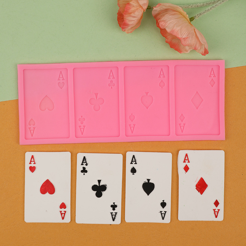 Bricolaje poker decoración molde fondant cake chocolate herramienta para hornear molde de pastel molde de jabón hecho a mano