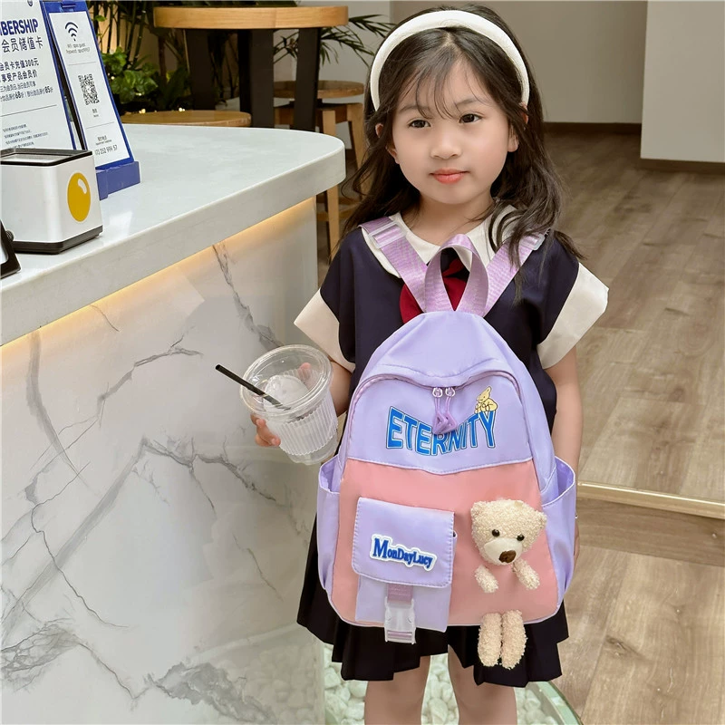 Cartoon school bag for early age, card holder, backpack, cute children's shoulder bag for leisure, wholesale, with little bears