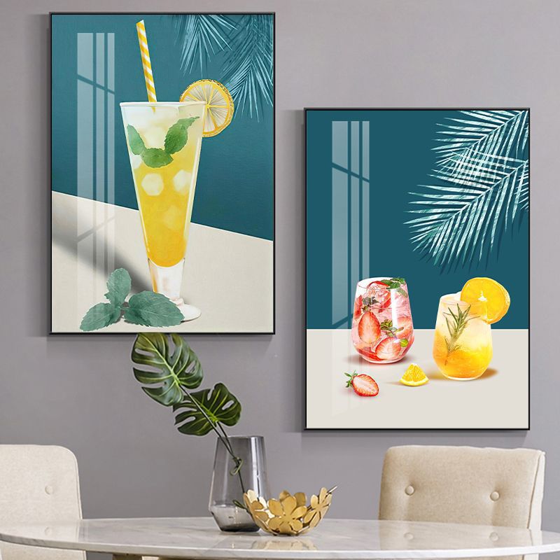 Pintura decorativa de comedor simple mesa de comedor cuelga pinturas de porcelana de cristal de fondo pinturas murales sin perforación