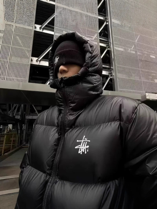 Cross-Border High-Quality Stu American 90 White Duck down Warm Hooded Bread down Jacket Couple Loose Fashion Jacket Trend