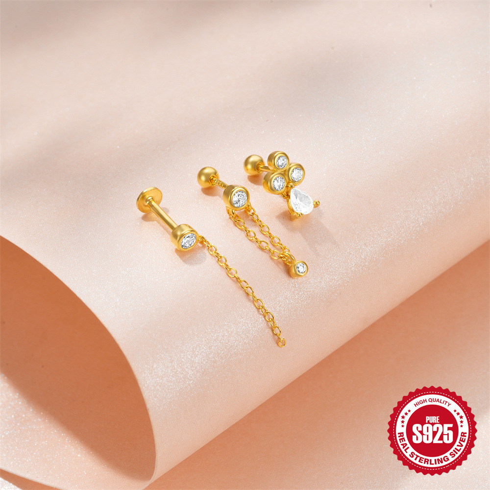 1g Weight 925 Sterling Silver Ear Needle Material 18K Gold Plated Plating Material Drop Earrings, Ear Studs Classification 1 Piece Quantity Holiday, Daily Occasion 925 Sterling Silver Material Geometric Pattern All Seasons Season Women's Gender Classic Style, Commute Style 1 Piece 18K Gold Plated 925 Sterling Silver 925 Sterling Silver Earrings Geometric Drop Earrings Ear Studs 10