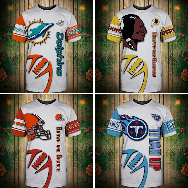 2022 Cross-Border New Nfl Football Team Series Men's Short T3D Digital Printing Round Neck T-Shirt Source Factory