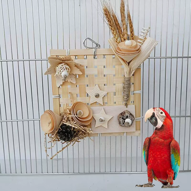 Птица-попугай игрушка бамбук кусать стену птичьей клетки