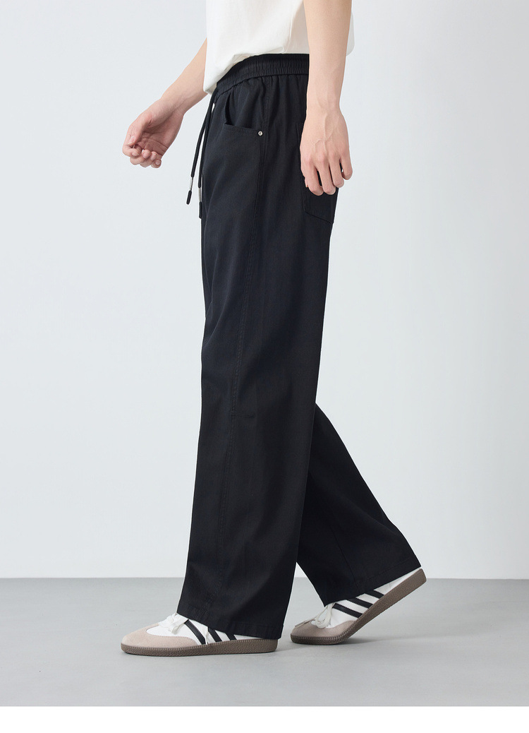 Quần dài nam ống rộng phong cách Mỹ casual — đen chi tiết 26