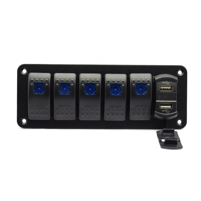 新款5+1组合开关双USB+PC电压表颜色可选可DIY图案颜色