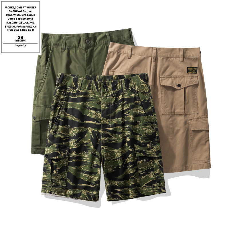 Okonkwo Motorcycle Cycling Shorts Belgium M-64 Mod Loose Camouflage Pants Multi-Pocket Mid-Length Pants