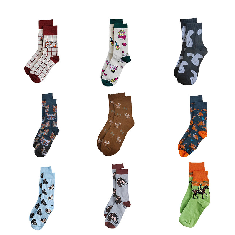 Jiesheng Cross-Border Socks for Men and Women, Spring, Autumn and Winter Socks, Women's European and American Fashion Four-Season Boat Socks, Wholesale Women's Mid-Calf Socks