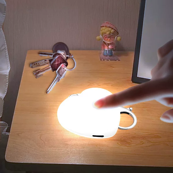 Backpack Lighting Heart-Shaped Touch Light Pendant USB Rechargeable Love Heart Gift Touch Light