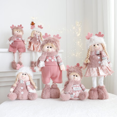 クリスマス装飾品伸縮可能な人形ピンクの男の子の女の子の立ち姿人形クリエイティブな家庭のショーウインドー装飾品