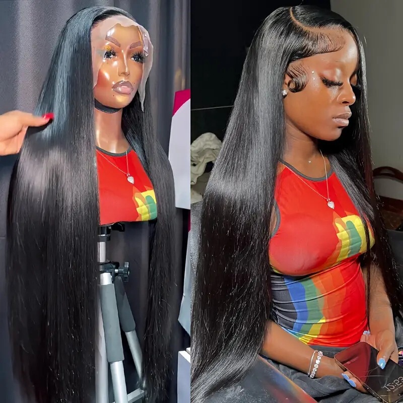 European and American straight hair front lace wig headgear in stock 13x 4 Side Part Lace wig long straight hair in stock