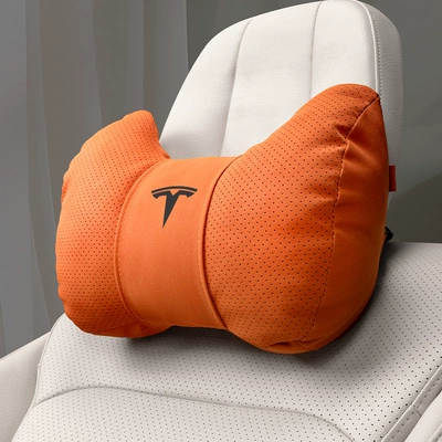 Headrest New Version/Y/S/X Headrest, Waist Support - horn-style-love-horse-orange-tesla-headrest-set