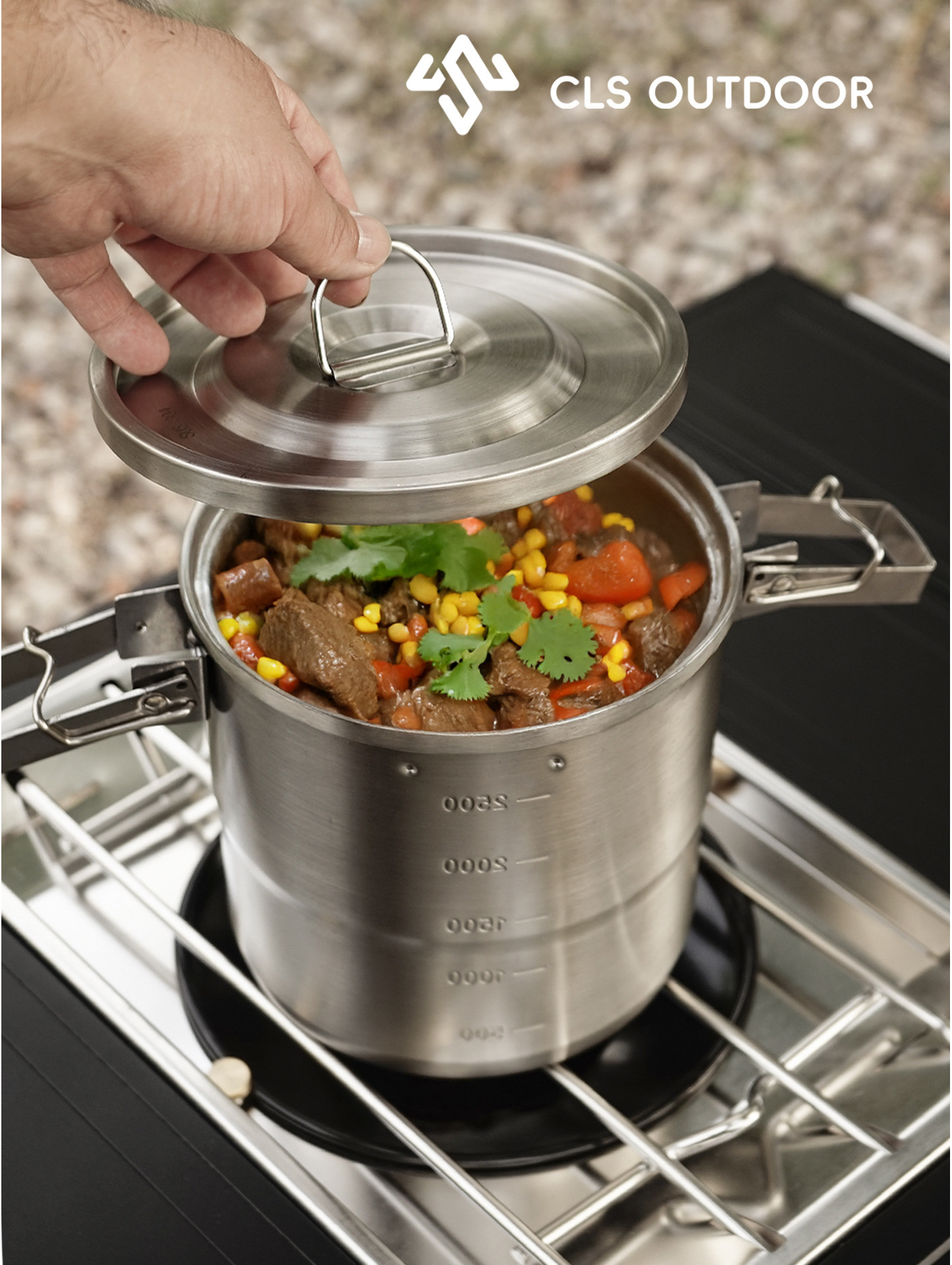 CLS 屋外 304 ステンレス鋼ポットキャンプピクニック用品調理器具のフルセットキャンプセットポータブルポット調理鍋