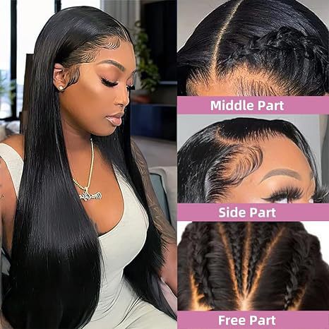 Amazon nueva pelucca 13 * 4 pelucca de encaje damas negro largo recto costura libre de alta temperatura seda cubierta de cabeza