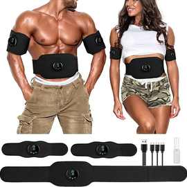 跨境亚马逊电子肌肉刺激器三件套 EMS脉冲按摩腰带 腹部健身器材
