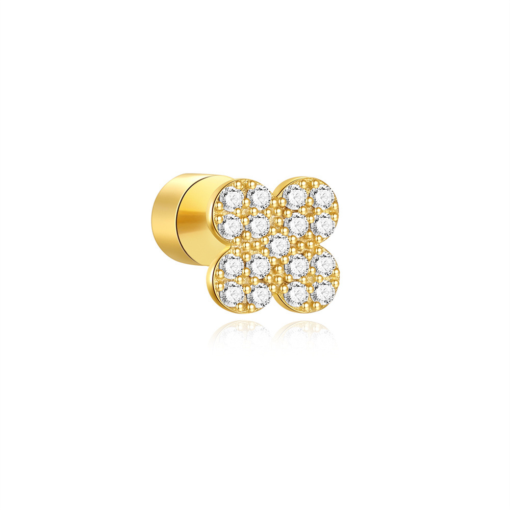 Nuevo estilo europeo y americano s925 plata de ley uso diario elemento de costura rectangular cartílago espiral perforador aretes mujer