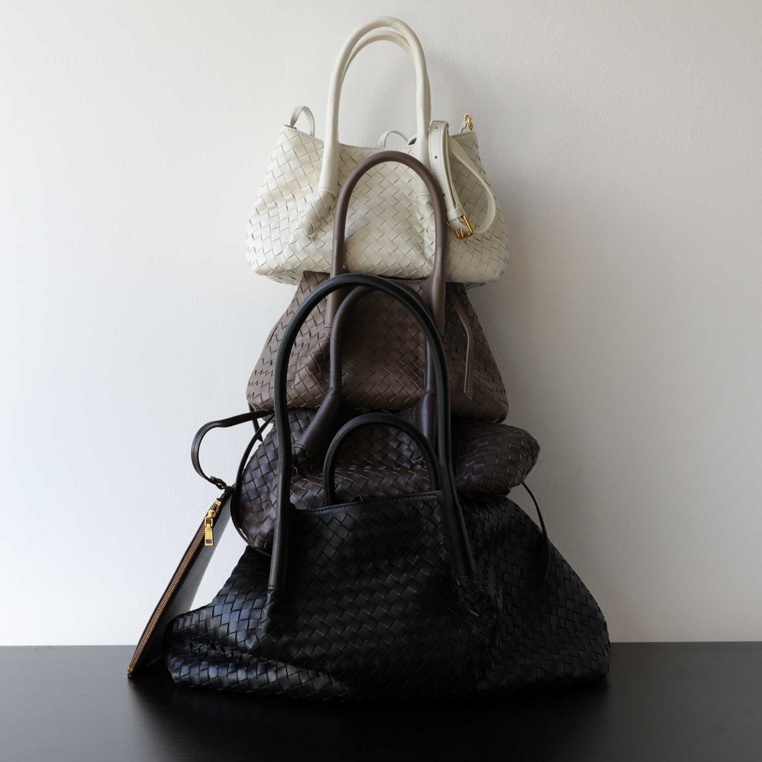 小众轻奢羊皮手提手工编织托特包女大容量通勤百搭单肩包腋下包 - Thumbnail 3