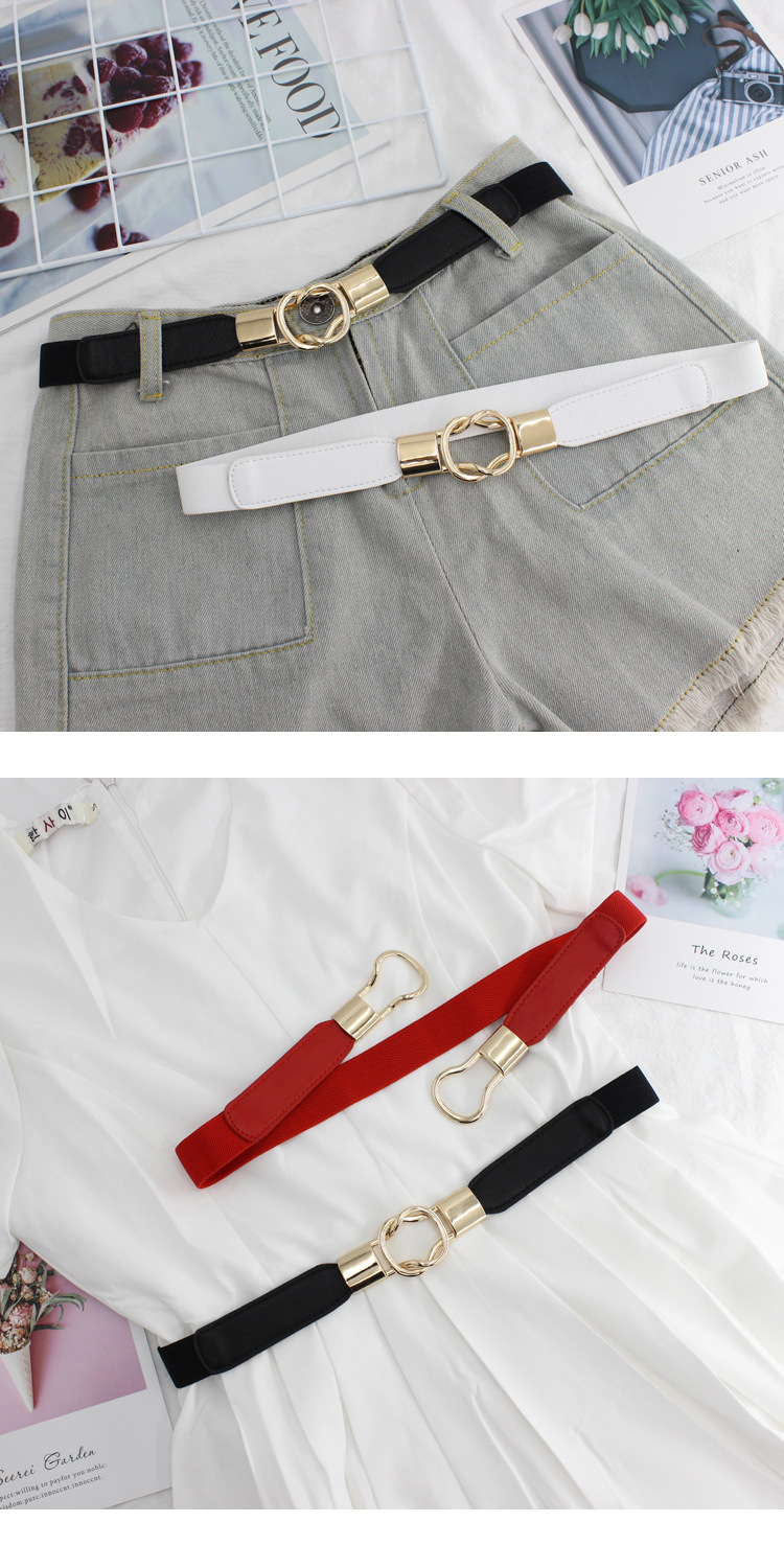 Versiunea coreeană a taliei elastice subțiri pentru femei, cu curea decorativă pentru rochie, rochie, curea mică alb-negru, Tide a Generation Hair_voghion.com