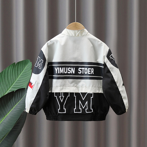 1017 Boys Motorcycle Jacket  New Baby Autumn Fashionable Clothes Children's Season Handsome Street Tops Trendy