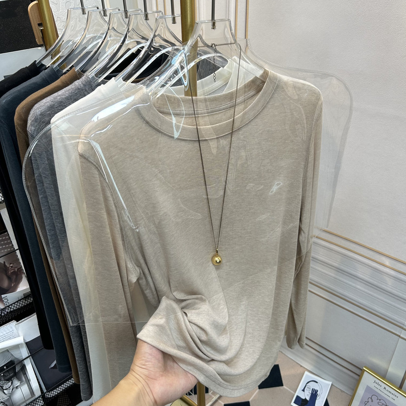 Extras size 300kg fat sister soft glutinous facial mask long sleeve T-shirt women's spring and autumn wear slim base shirt 240kg