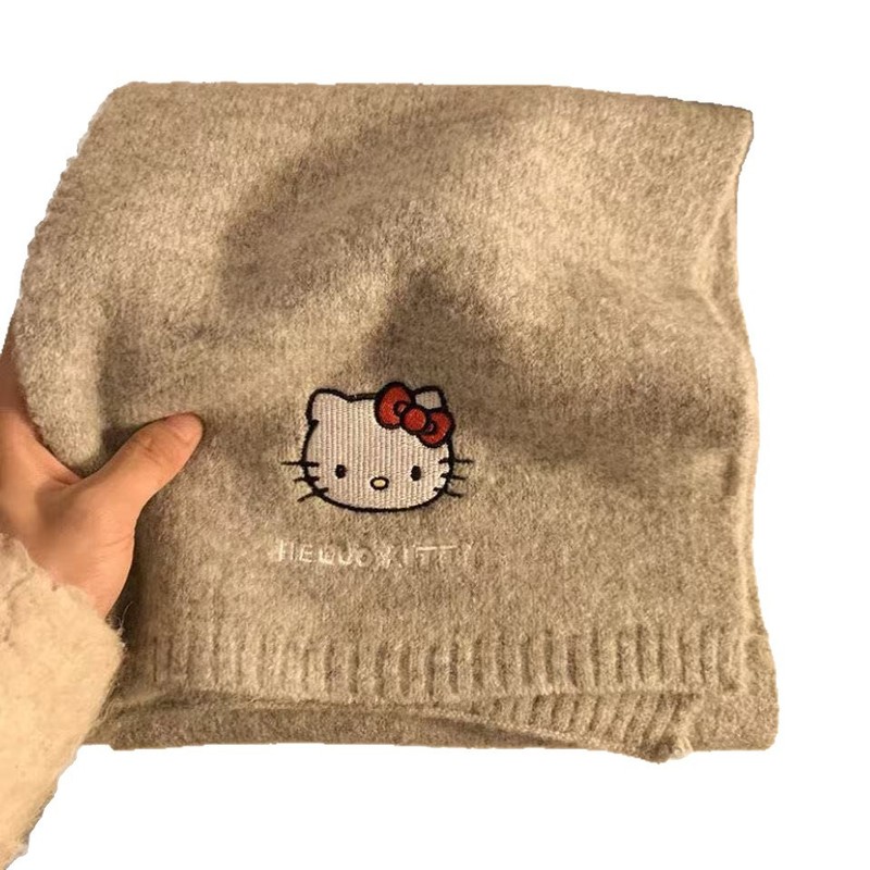 新款百搭可爱小猫毛线围脖女冬季加厚保暖日系仿羊毛亲肤针织围巾|undefined