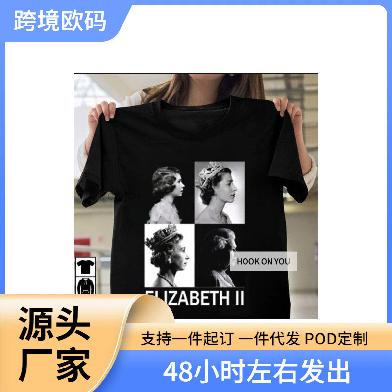 Foreign Trade New Queen Elizabeth Ii Uk 1926-2023 British Queen T-Shirt Round Neck