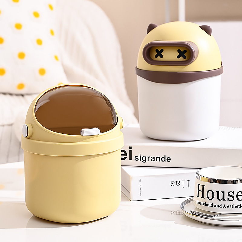 Creative mini desktop Trash Can household student dormitory desk with lid trash can sundries storage cleaning bucket