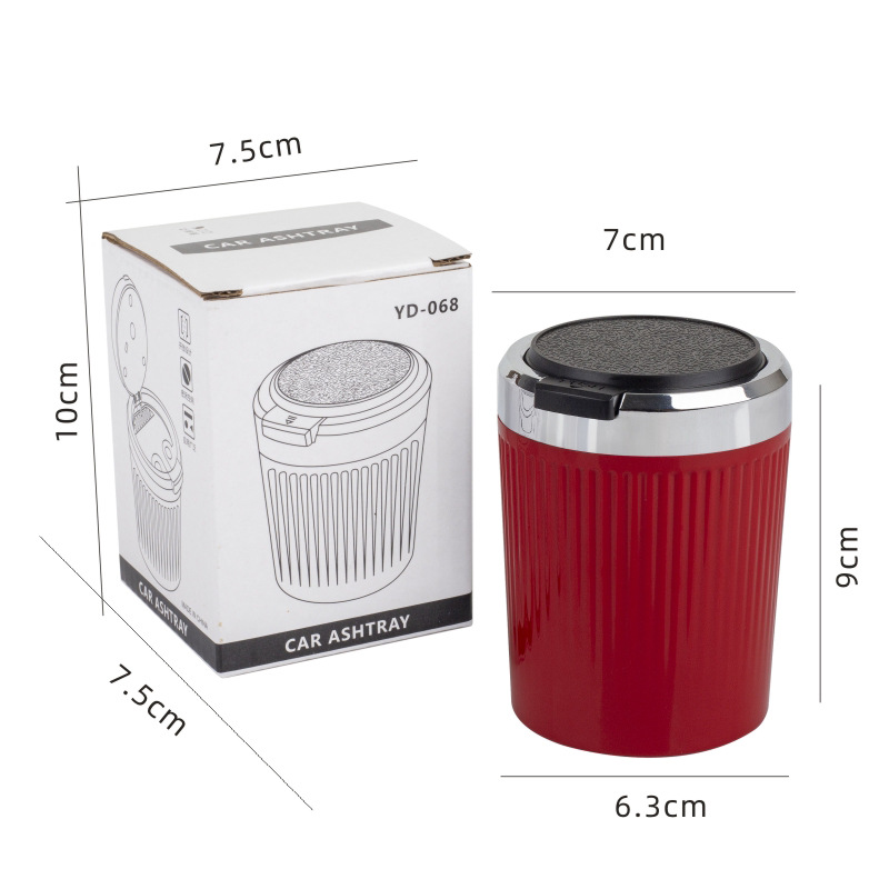 Car Ashtray with Metal Liner, One-Touch Opening Lid, Lighted Car Smoking Gadget, Non-Slip Ash, In-Car Ashtray