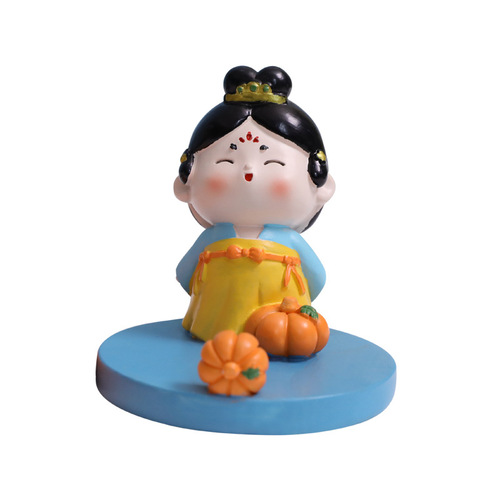 Tang Dynasty Lady Phone Stand Ornament, Chinese Cute Palace Maid Office Desk Decor, Creative Gift for Girls