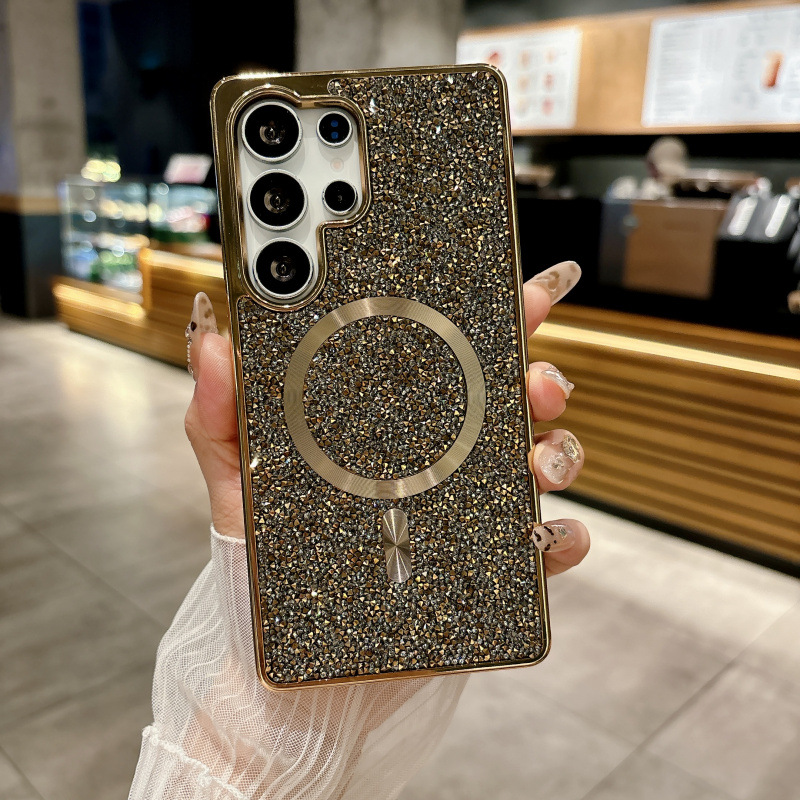 Funda Magnética Anti-caídas para Teléfono de Silicona con Diamantes para Samsung Galaxy