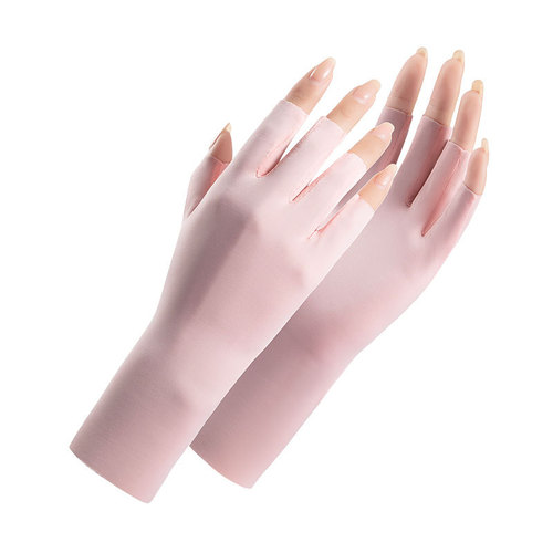 Sun protection gloves D149 women's summer thin anti-UV manicure outdoor electric bike riding breathable ice silk half-finger gloves