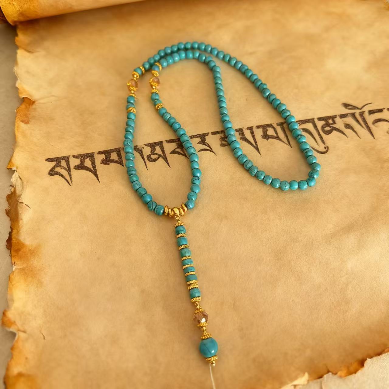 新中式绿松石项链气质高级感毛衣链藏饰民族风个性百搭项饰厂家直