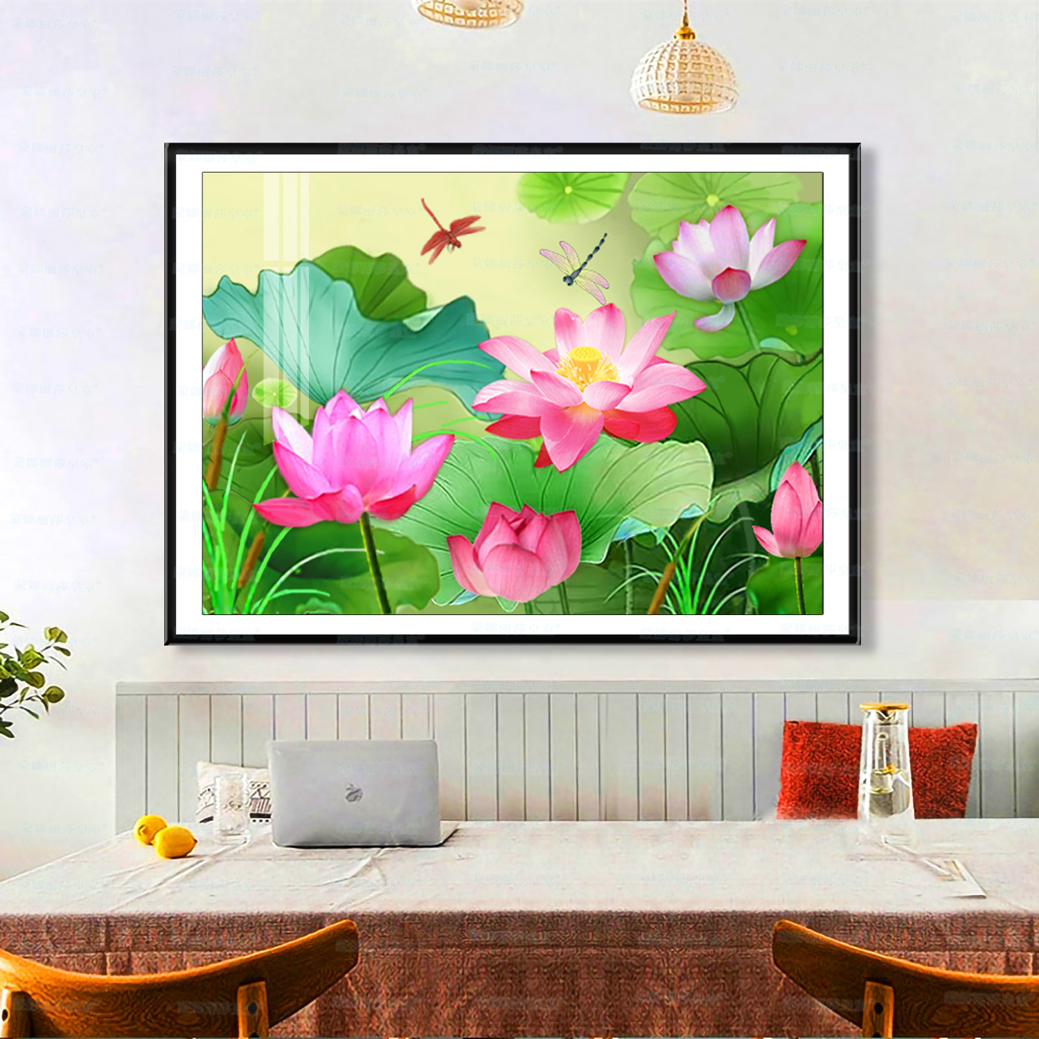 [Algodón importado] Mona Lisa Royal Cross Stitch Sun Lotus diferente rojo casual Lotus bordado a mano
