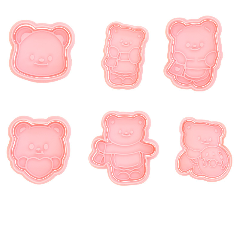 Molde de galletas de oso de mantequilla Postre de oso de oso de marca de galletas fondant prensa manual 3D herramienta de horneado de prensa tridimensional