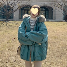 新款冬季韩系派克服女中长款加绒加厚外套棉衣保暖棉服女