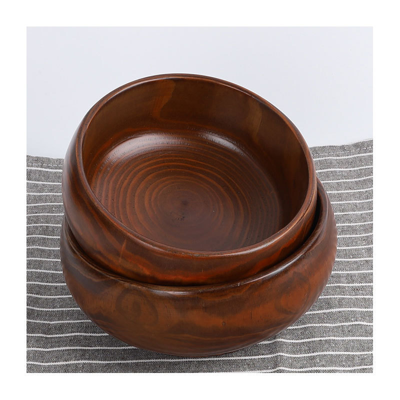 Factory Direct Supply Chinese Round Instant Noodle Bowl Solid Wood Creative Fruit Maker Wooden Cold Large Bowl Ready for Large Quantity Discount