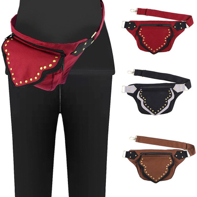 新款外贸复古金属拉链腰包户外运动手机收纳包男女通用可折叠胸包|ms