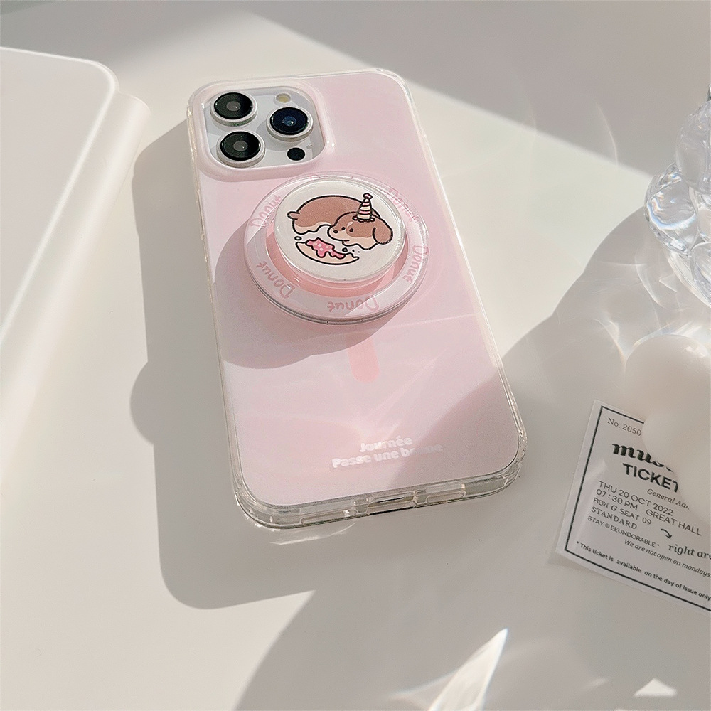 Magnetic Protective Phone Case For Iphone With Puppy Holder_voghion.com